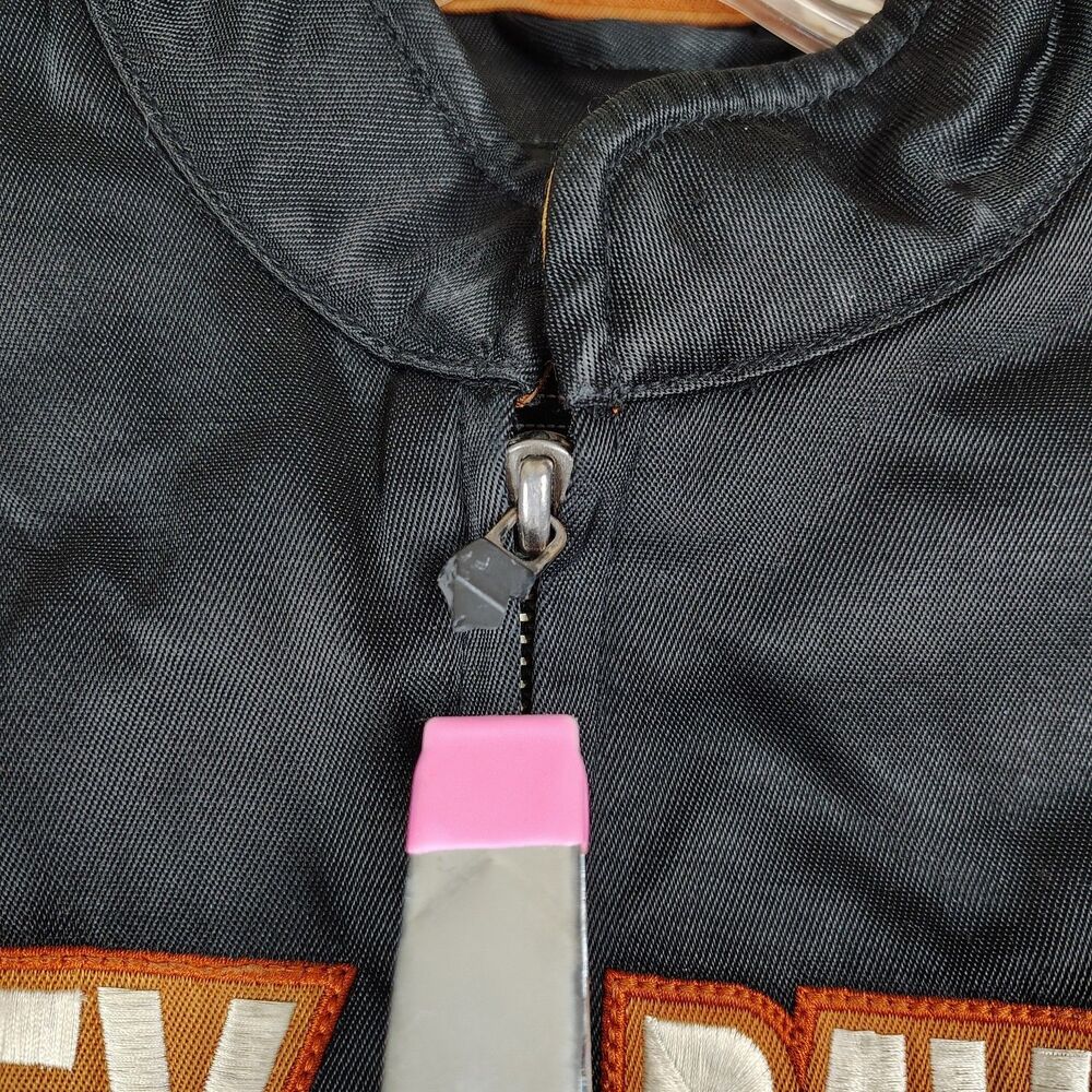 FLAWS Harley Davidson Womens XS Motorcycle Jacket Black Orange Zip - Picture 4 of 16